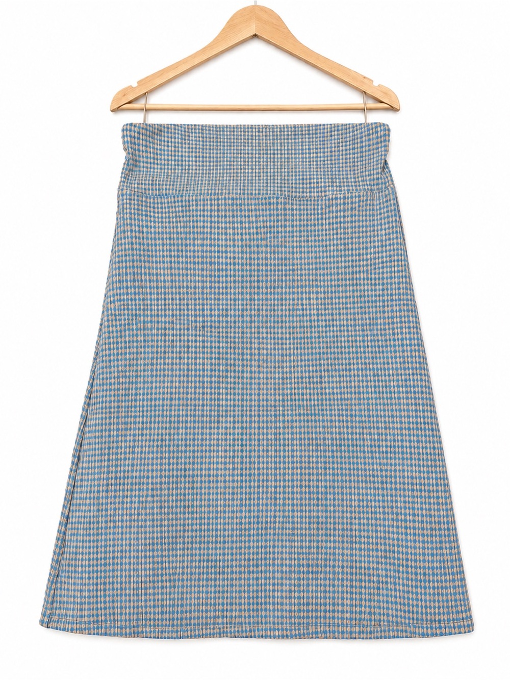 Aritzia Wilfred Blue Gingham Seersucker Strapless Mini Dress XL Summer Coastal
